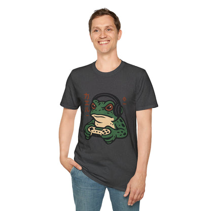 Dark Gamer Frog Headphones Graphic T-Shirt