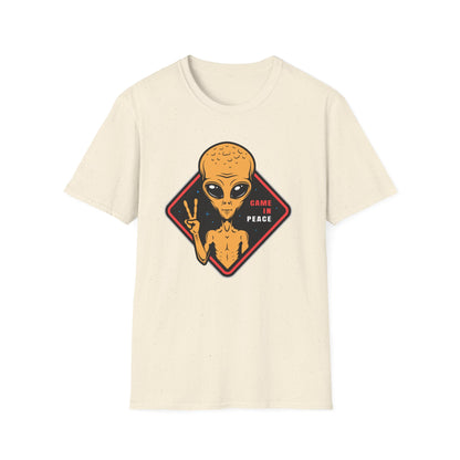 Epic Alien Came In Peace T-Shirt - Cool Sci-Fi UFO Tee with Peace Sign - Vintage Extraterrestrial Graphic Top for Fans!
