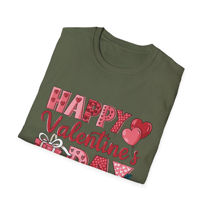 Charming Happy Valentine's Day T-Shirt | Sweet Hearts, Balloons & Rose Tee | Perfect Romantic Gift for Her