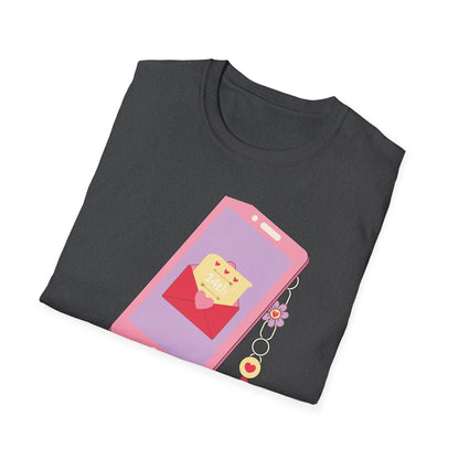 Sweet 'Call Me' Valentine's Day T-Shirt | Retro Love Letter Phone Tee | Adorable Romantic Gift for Her & Him