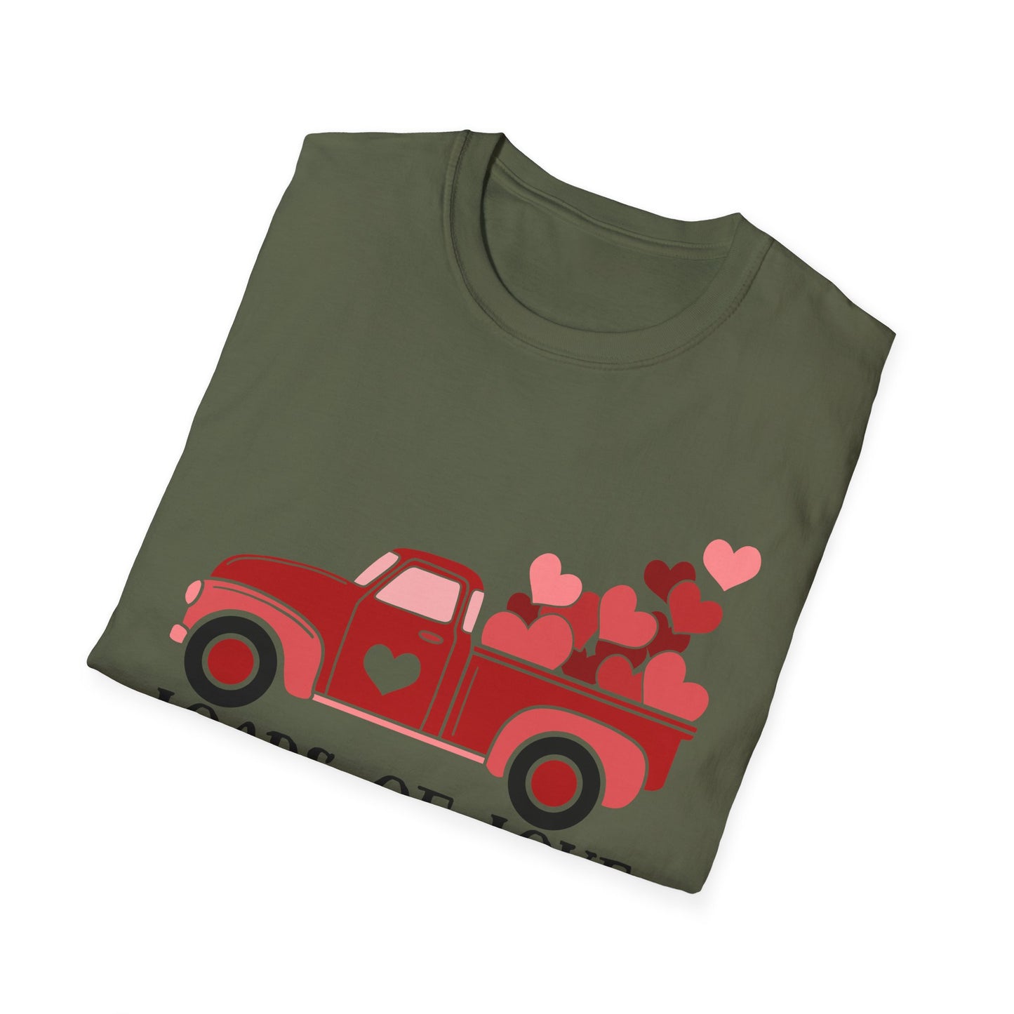 Charming Red Pickup Truck Hearts T-Shirt | Sweet Love Delivery Valentine's Day Gift Tee for Her & Him