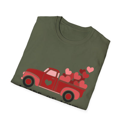 Charming Red Pickup Truck Hearts T-Shirt | Sweet Love Delivery Valentine's Day Gift Tee for Her & Him