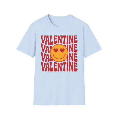 Groovy Valentine Heart Eyes Smiley T-Shirt - Retro Love Day Tee for Her & Him | Expressive & Cute