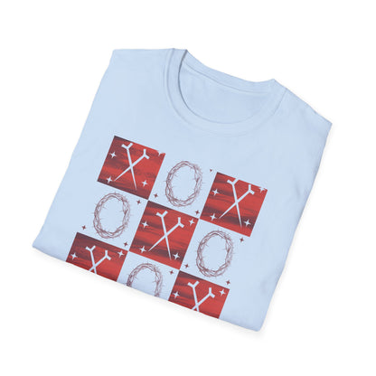 Meaningful Christian 'Original Love Letters' T-Shirt | Unique Cross & Crown of Thorns Design - Faith Tic-Tac-Toe Apparel
