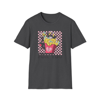 Edgy Skull Fries Broken Heart T-Shirt - Quirky Emo Love Statement Tee - Unique Alt Fashion Gift