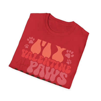 My Valentine Has Paws T-Shirt | Groovy Retro Pet Lover Tee | Adorable Dog Mom Cat Owner Gift