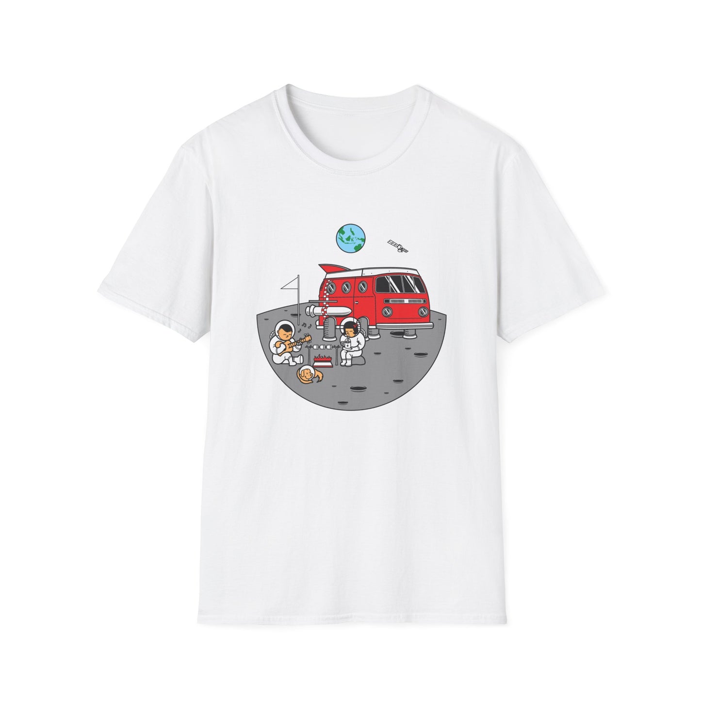 Epic Moon Camping T-Shirt: Astronauts, Space Van & Music Adventure Tee | Unique Cosmic Lover Gift