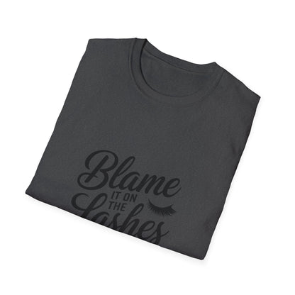 Sassy "Blame It On The Lashes" T-Shirt | Funny Eyelash Lover & Lash Tech Gift Tee | Trendy Beauty Graphic Top