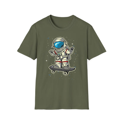 Radical Astronaut Skateboard T-Shirt | Awesome Space Skater Graphic Tee for Sci-Fi & Skate Fans | Unisex Stellar Design