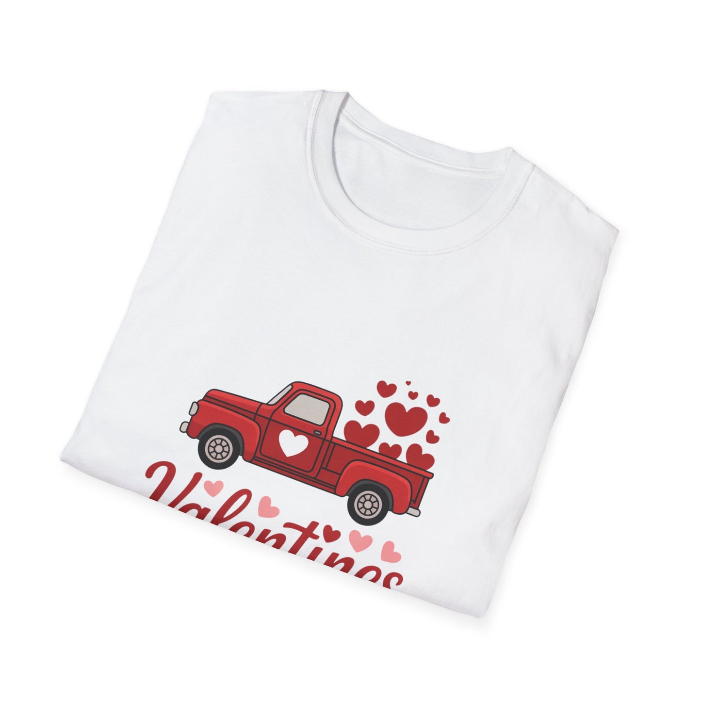 Charming Red Truck Valentine's Day T-Shirt - Sweet Hearts & Rustic Love | Perfect Gift Tee for Couples & Enthusiasts