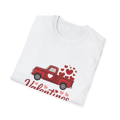Charming Red Truck Valentine's Day T-Shirt - Sweet Hearts & Rustic Love | Perfect Gift Tee for Couples & Enthusiasts