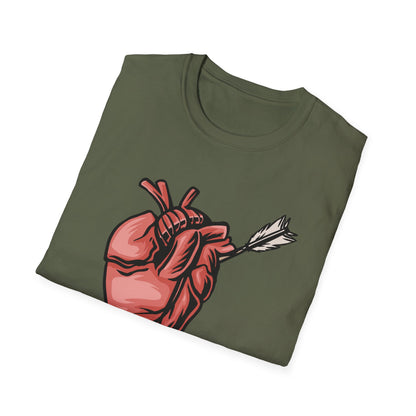 Bold Anatomical Heart & Arrow Pierced T-Shirt | Unique Love & Vulnerability Tee | Edgy Valentine Gift