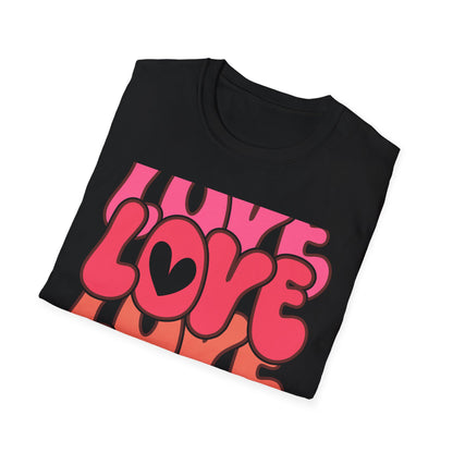 Vibrant Groovy LOVE XOXO T-Shirt | Retro Heart Bubble Letters Tee | Sweet Valentine's Day & Everyday Love Gift