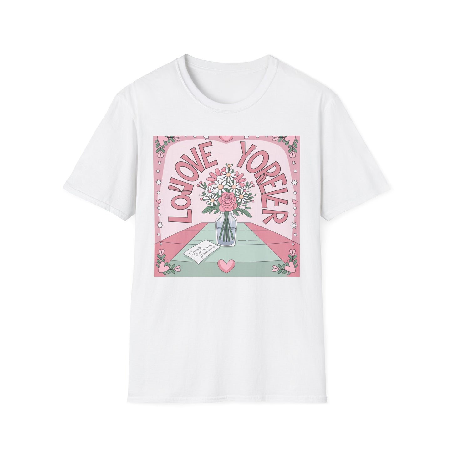 Charming "Love You Forever" Floral T-Shirt - Romantic Daisy & Rose Bouquet Tee for Sweet Hearts & Special Gifts