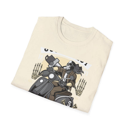 Bold Skull Scooterist T-Shirt | Vintage Biker Rider Tee for Men | Authentic Retro Old School Scooter & Crossbones Design