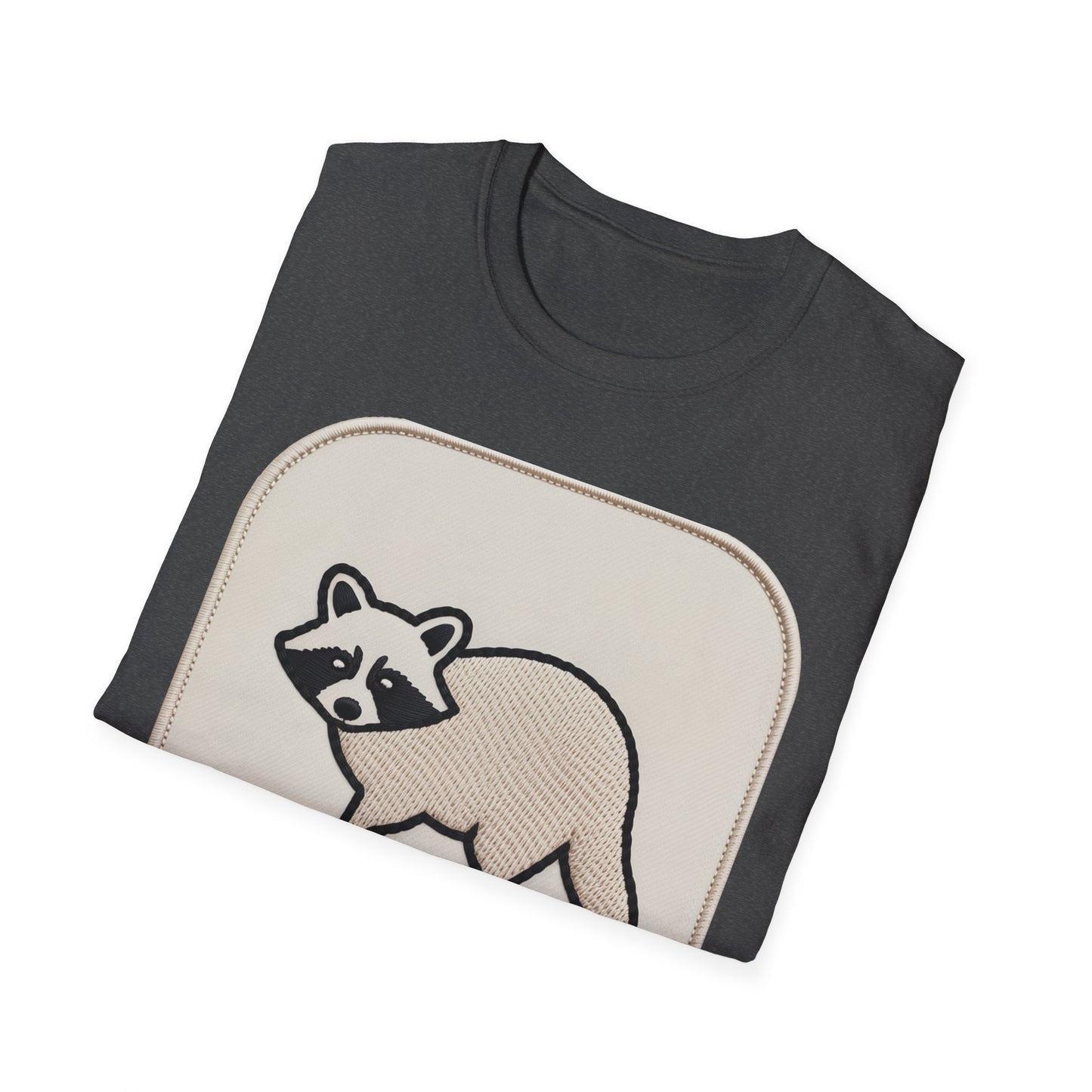 Hilarious Raccoon "Snacks Required" T-Shirt | Cute Embroidered Look Animal Lover & Foodie Gift | Unique Soft Tee