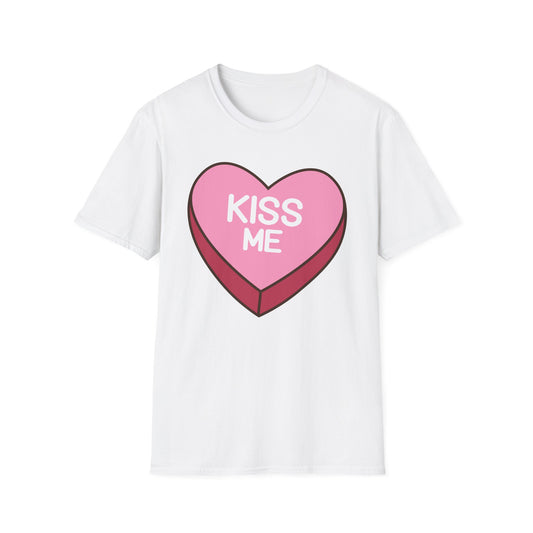Adorable "Kiss Me" Conversation Heart T-Shirt | Sweet Valentine's Day Tee | Cute Romantic Candy Design Gift