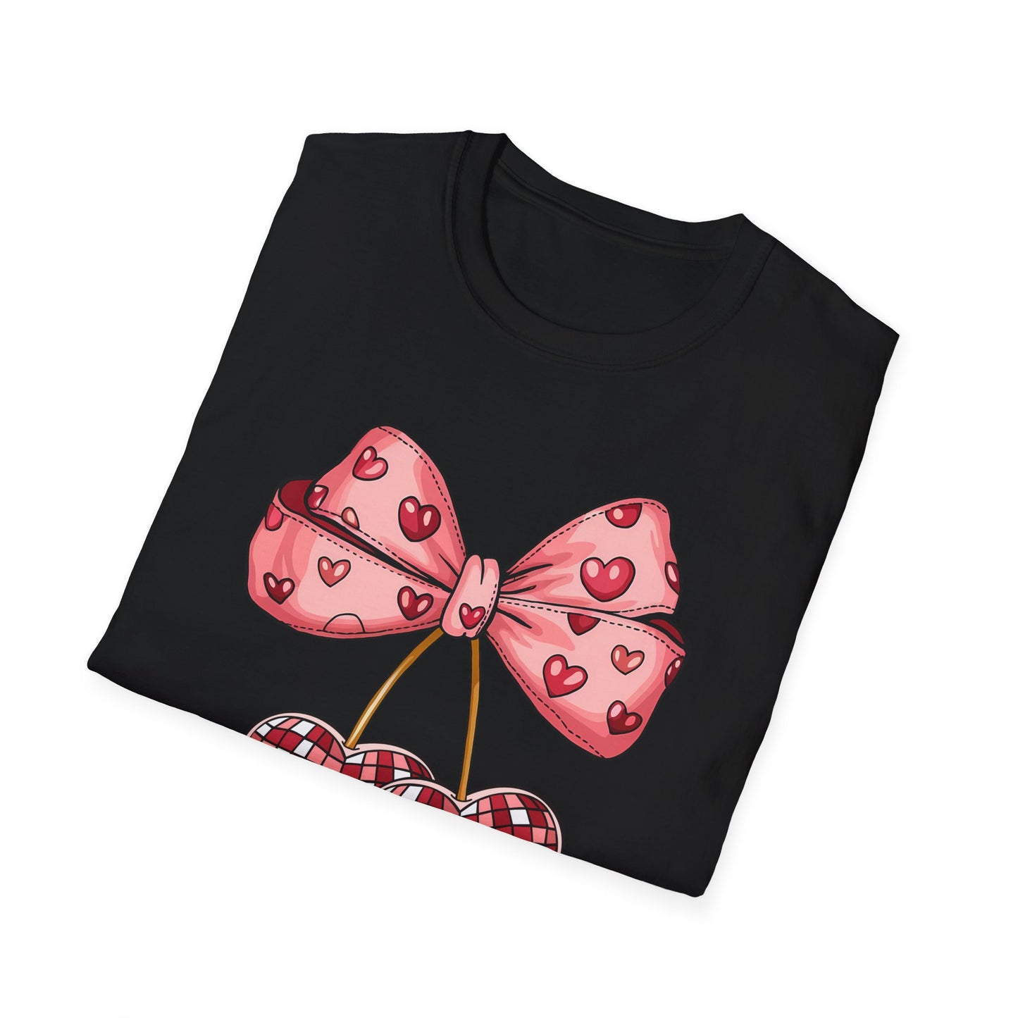 Sweet Mosaic Heart & Pink Bow T-Shirt | Adorable Valentine's Day Gift for Her | Unique Love Design