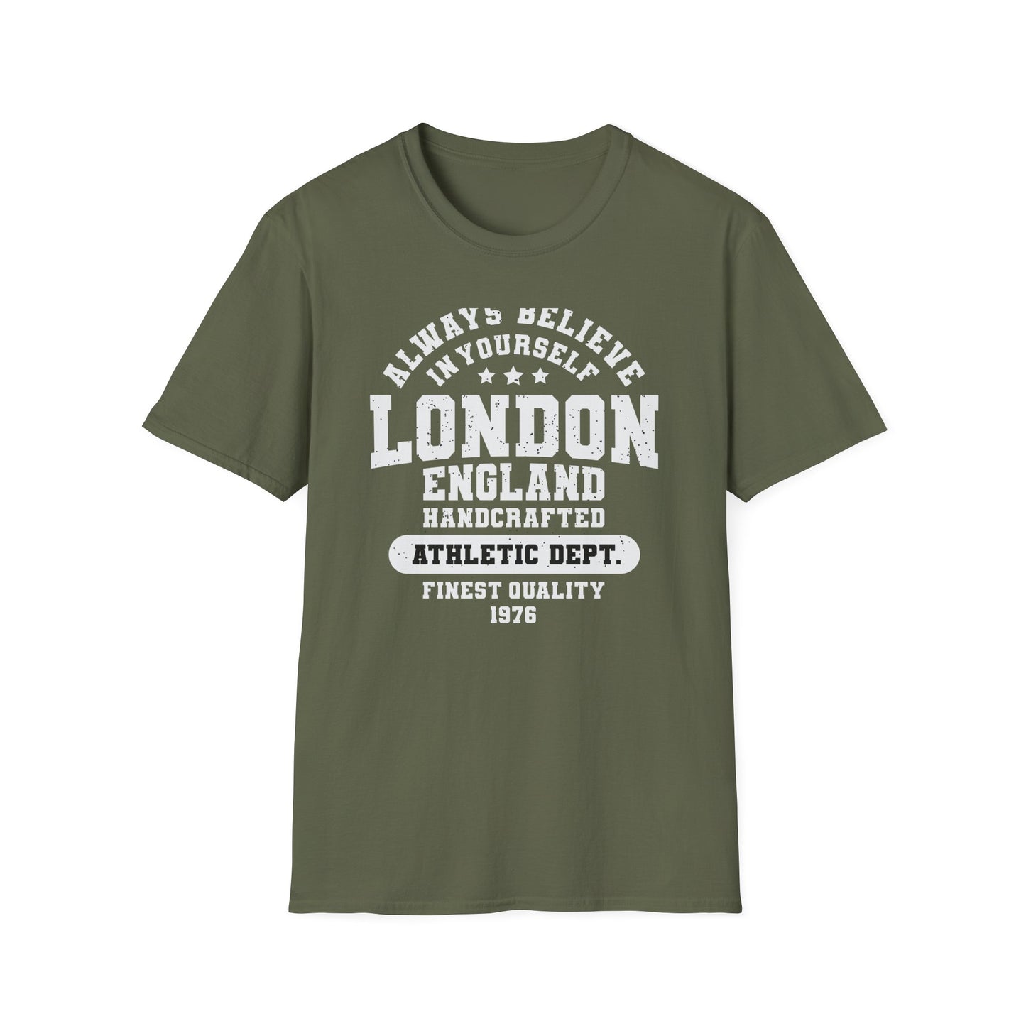 Vintage London Athletic Dept T-Shirt | England Collegiate Style 'Believe in Yourself' Tee | Premium Quality & Empowering