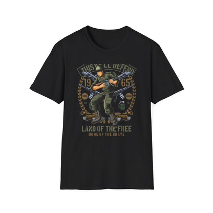 Epic American Soldier "This We'll Defend" T-Shirt | Vintage 1965 Military Veteran Patriot USA Tee