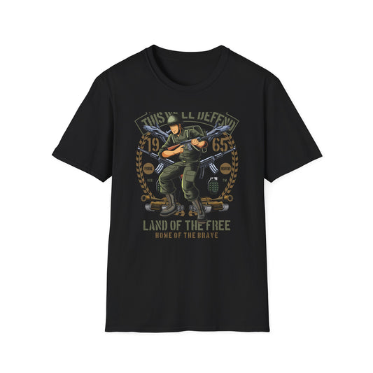 Epic American Soldier "This We'll Defend" T-Shirt | Vintage 1965 Military Veteran Patriot USA Tee