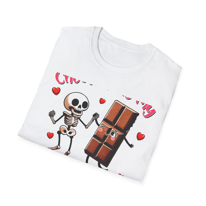 Funny Skeleton & Chocolate Valentine T-Shirt - Adorable 'Chocolate is My Valentine' Tee for Sweethearts & Singles