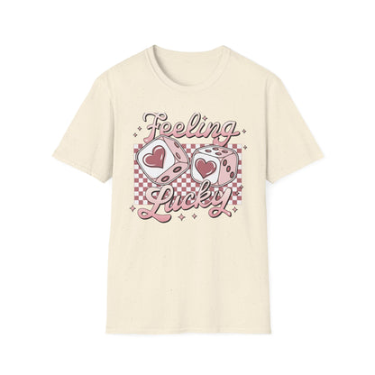Sweet Feeling Lucky Dice & Hearts T-Shirt - Trendy Kawaii Love Charm Tee for Women & Teens
