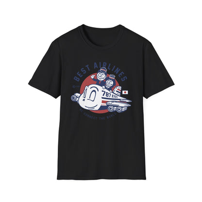 Retro Best Airlines Japan Travel T-Shirt - Awesome Vintage 787 Kyoto Pilot & Crew Graphic Tee