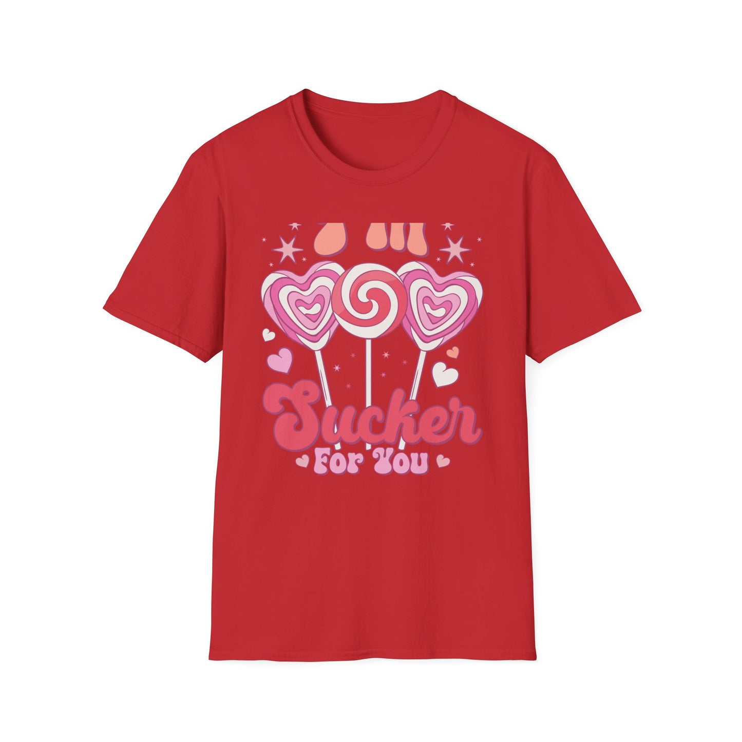 Groovy "I'm a Sucker For You" T-Shirt | Sweet Valentine's Day Love Tee | Retro Candy Heart & Lollipop Design