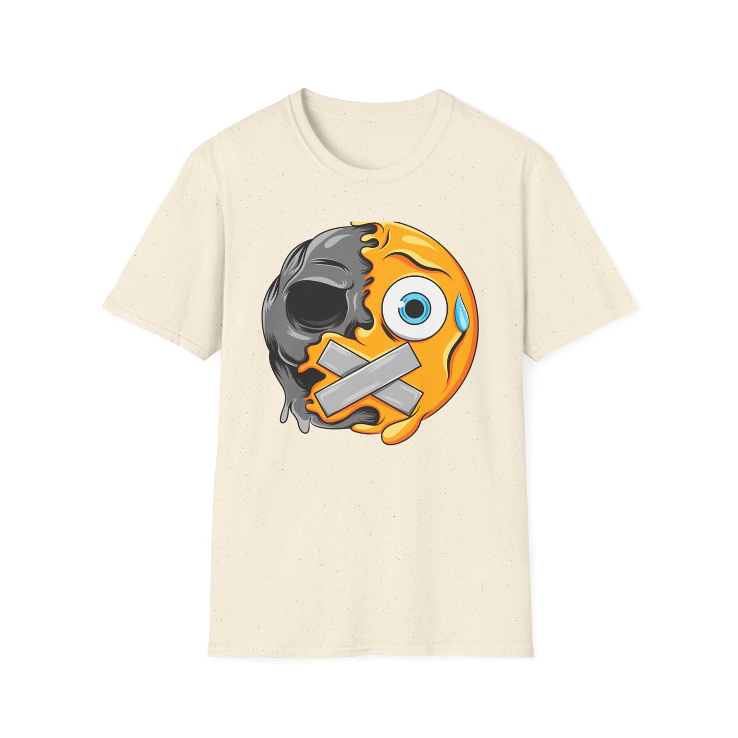 Edgy Melting Skull Emoji T-Shirt | Unique Duct Tape Silent Scream Tee | Bold Expression Wear | Trendy Grunge Aesthetic