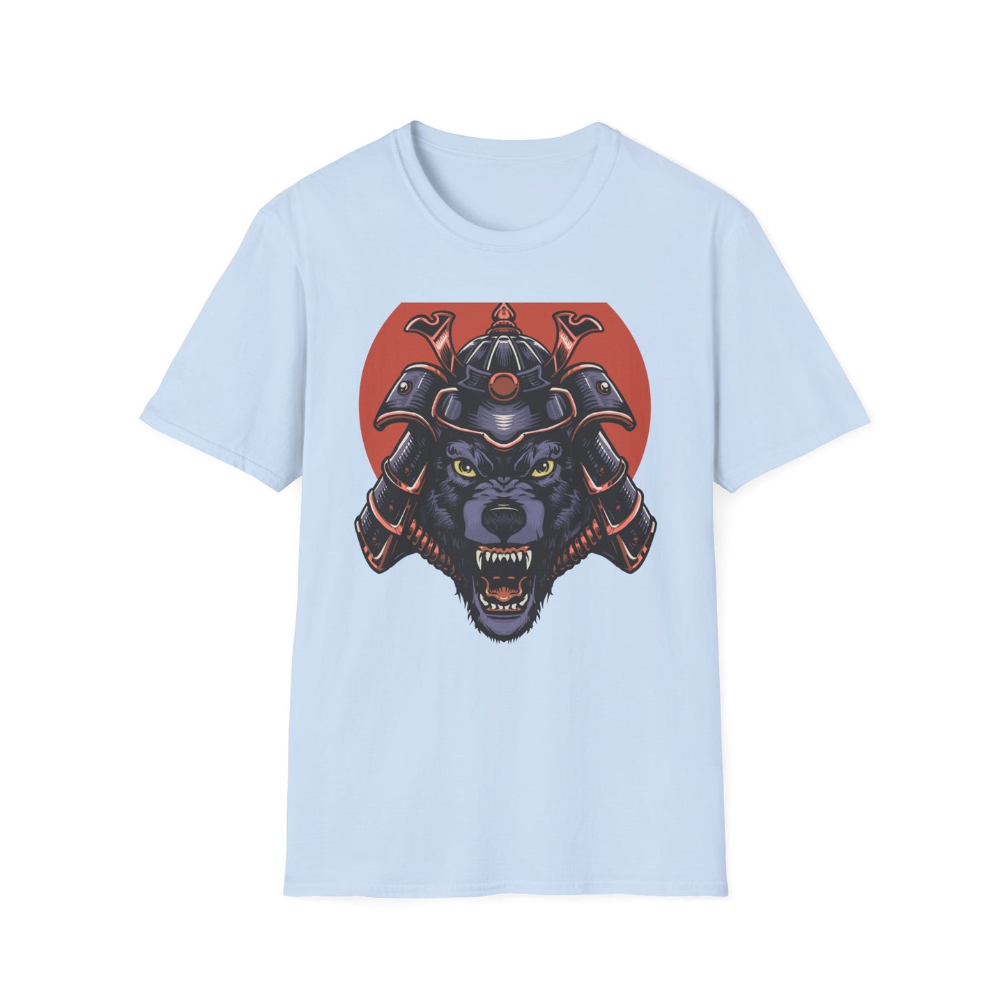 Dominant Samurai Wolf T-Shirt | Fierce Japanese Warrior Beast Kabuto Design | Men's Unique Graphic Tee