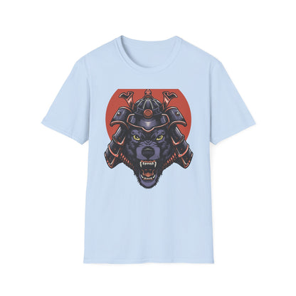 Dominant Samurai Wolf T-Shirt | Fierce Japanese Warrior Beast Kabuto Design | Men's Unique Graphic Tee