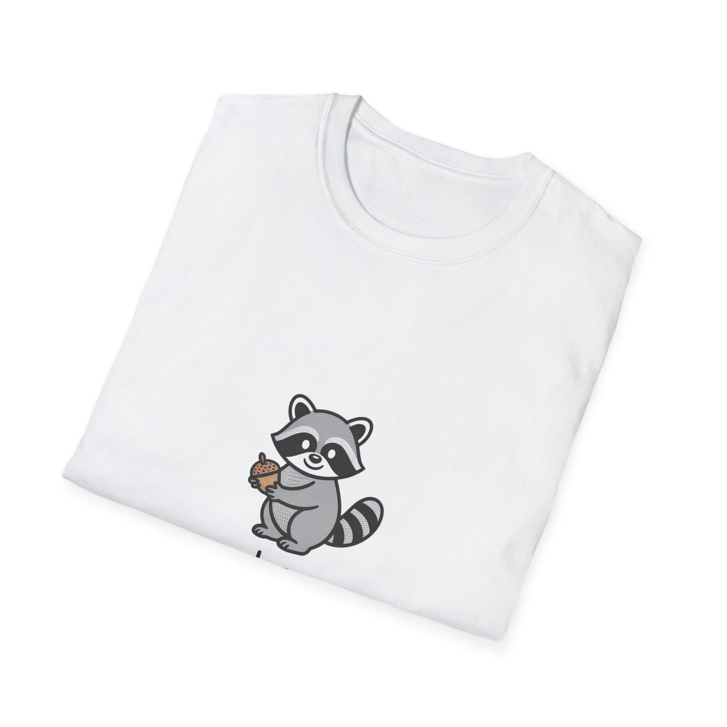 Adorable Raccoon Snack Energy T-Shirt | Cute Acorn Lover Tee | Irresistible Comfy Animal Graphic Shirt for Daily Boost