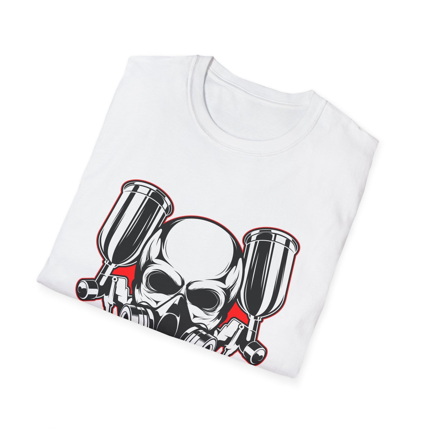 Bold Skull Gas Mask Spray Paint T-Shirt | Ultimate Airbrush Artist & Car Mechanic Gear Tee
