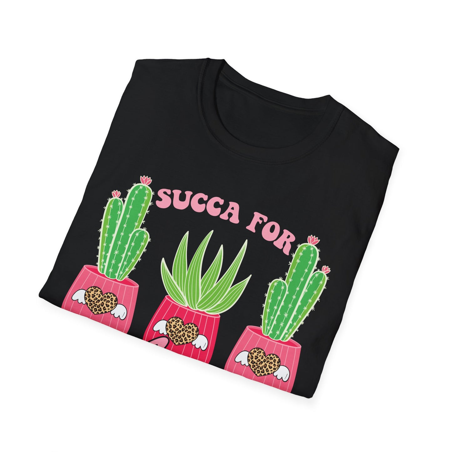 Adorable "Succa for Love" T-Shirt | Trendy Succulent & Cactus Tee with Leopard Hearts | Perfect Gift for Plant Lovers!