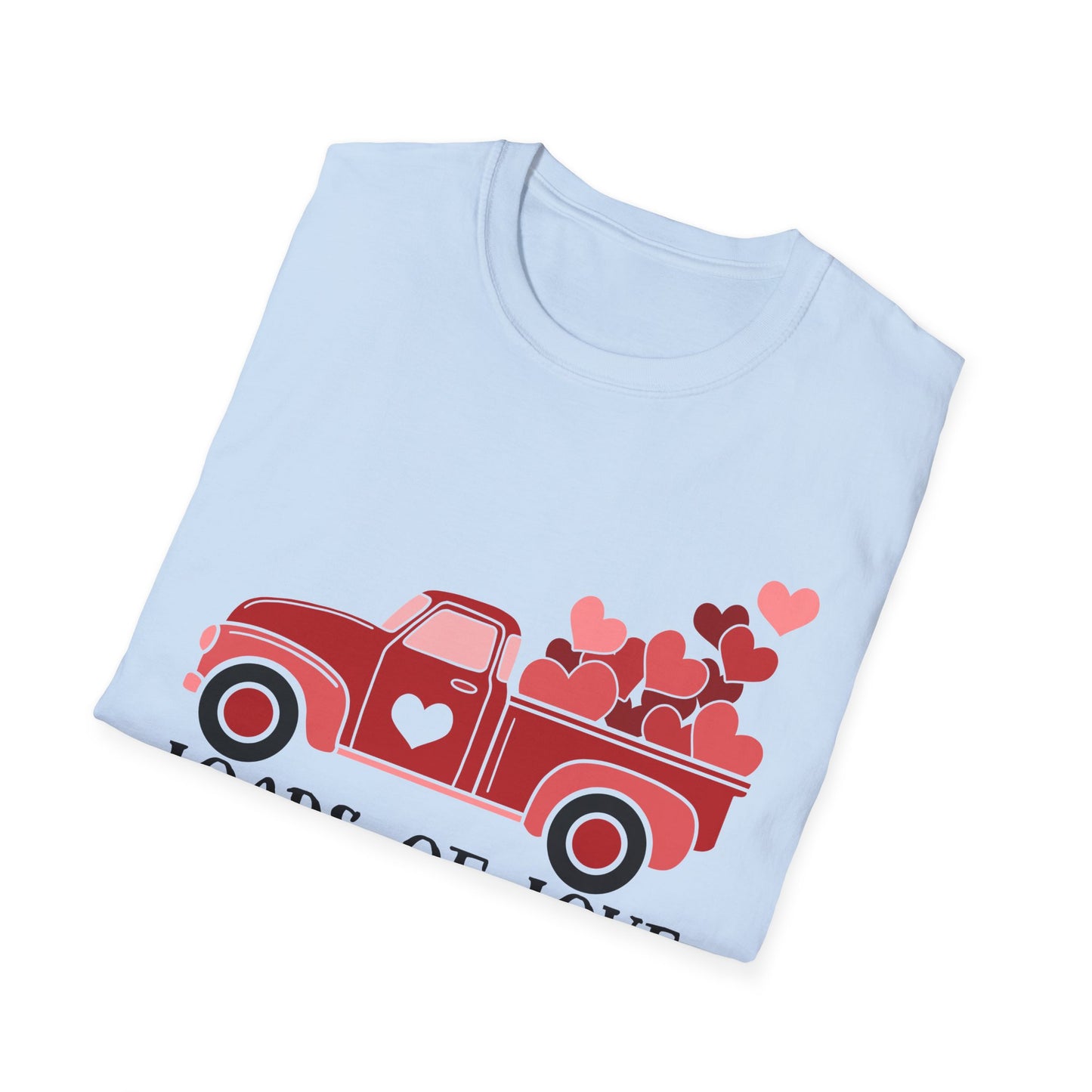 Charming Red Pickup Truck Hearts T-Shirt | Sweet Love Delivery Valentine's Day Gift Tee for Her & Him