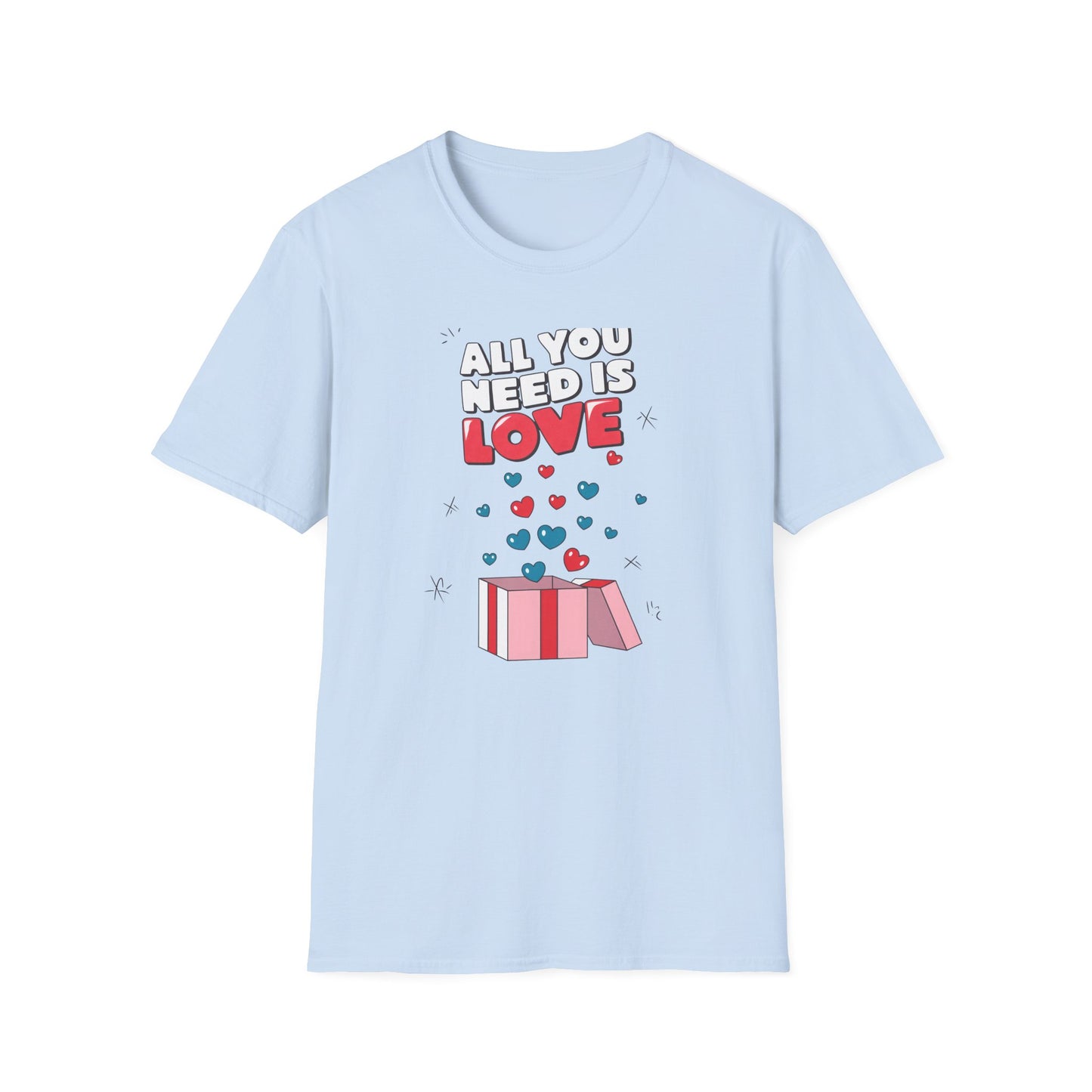 Cute All You Need Is Love T-Shirt | Sweet Heart Gift Box Tee | Romantic Valentine's Day Outfit | Adorable Love Statement Top