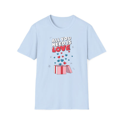 Cute All You Need Is Love T-Shirt | Sweet Heart Gift Box Tee | Romantic Valentine's Day Outfit | Adorable Love Statement Top