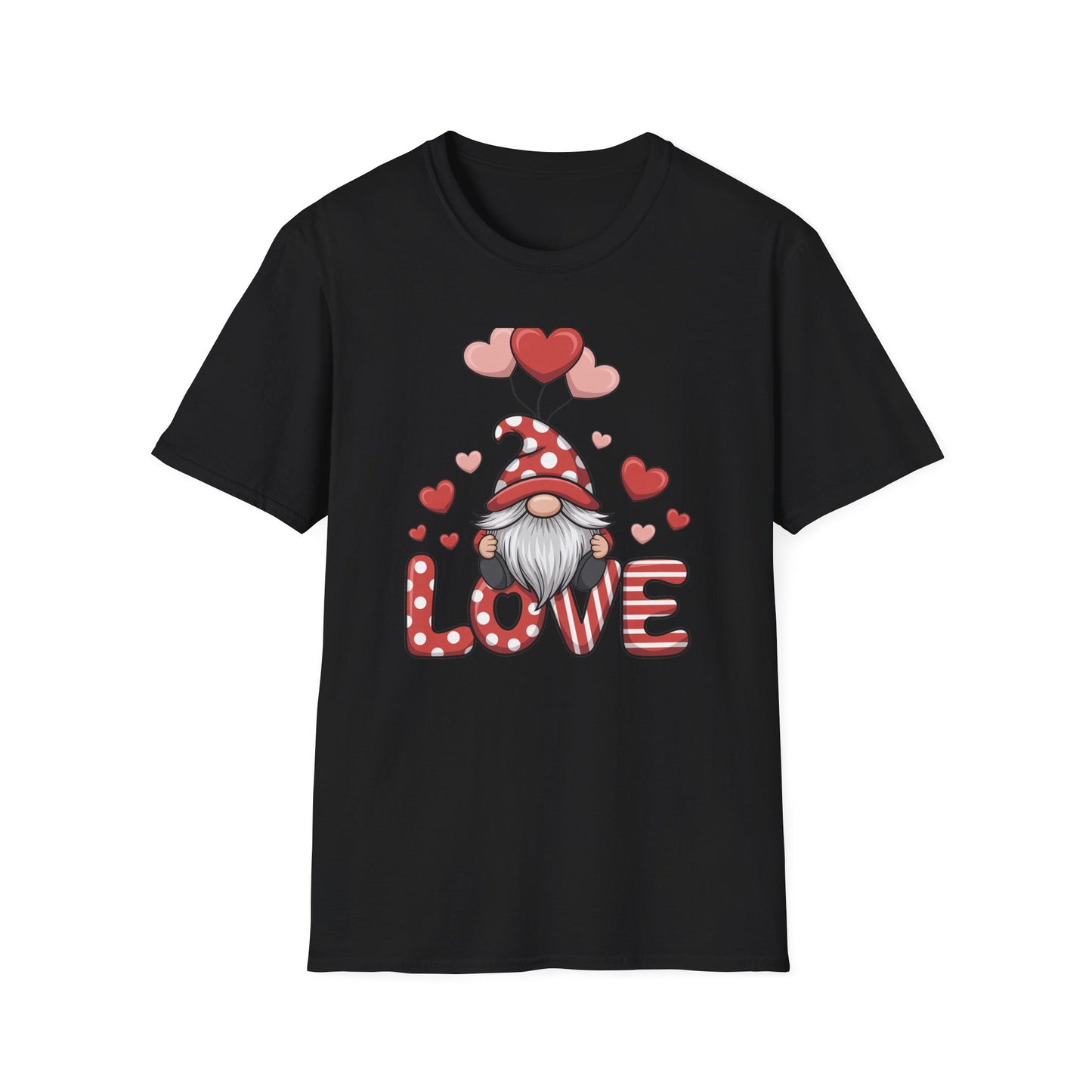 Charming Valentine Gnome Love T-Shirt | Cute Heart Design & Polka Dot Hat | Sweet Holiday Gift for Her