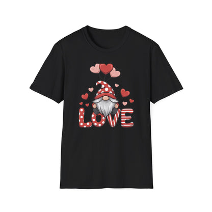 Charming Valentine Gnome Love T-Shirt | Cute Heart Design & Polka Dot Hat | Sweet Holiday Gift for Her
