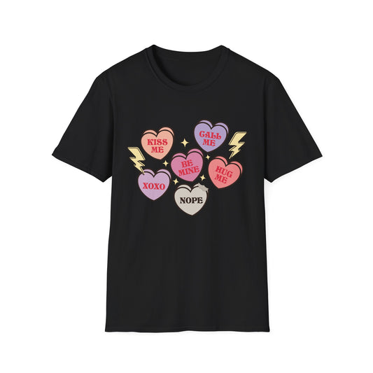 Cute & Sarcastic Retro Conversation Hearts T-Shirt | Funny Valentine's Day 'Nope' Candy Tee Gift