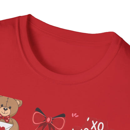 Adorable Valentine's Day Love T-Shirt | Cute Teddy Bear XOXO Heart Balloons & Sweet Treats Tee | Perfect Romantic Gift for Her