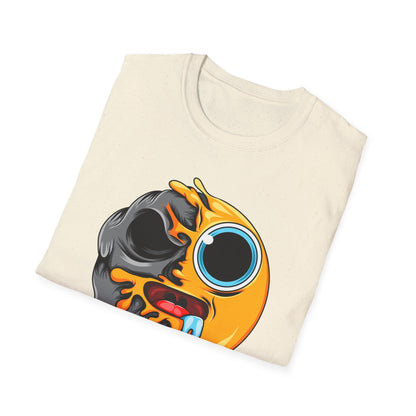 Vibrant Melting Emoji Skull T-Shirt | Unique Horror Pop Art Streetwear Tee | Edgy Graphic Design Statement