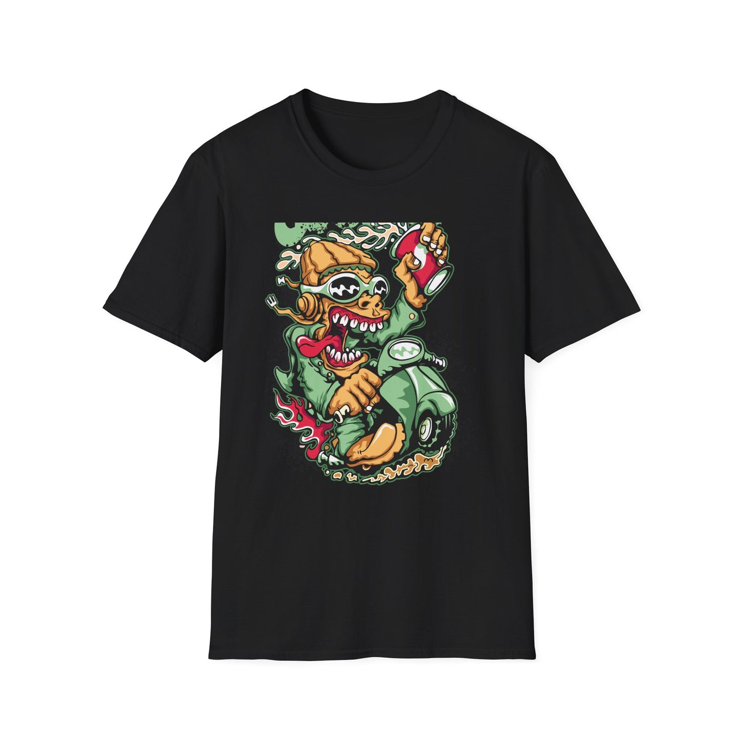Rad Go Scoot Monster Rider T-Shirt - Unique Urban Cartoon Scooter Streetwear Tee