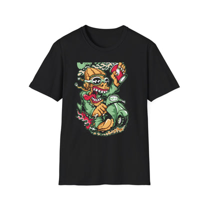 Rad Go Scoot Monster Rider T-Shirt - Unique Urban Cartoon Scooter Streetwear Tee