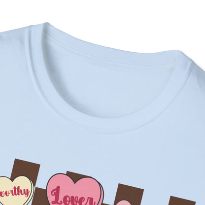 Empowering 'You Are' Positive Affirmation T-Shirt - Retro Candy Heart Self-Love Tee for Women & Teens - Ultimate Confidence Booster Gift