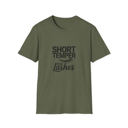 Sassy "Short Temper Long Lashes" T-Shirt for Women | Funny Attitude & Beauty Graphic Tee | Trendy Must-Have Gift
