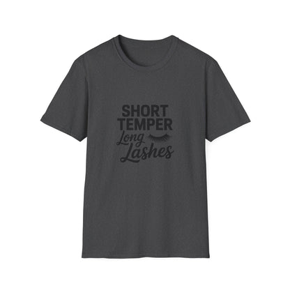 Fierce Short Temper Long Lashes T-Shirt | Sassy Women's Funny Beauty Quote Tee | Perfect Gift for Her, Trendy Attitude Top