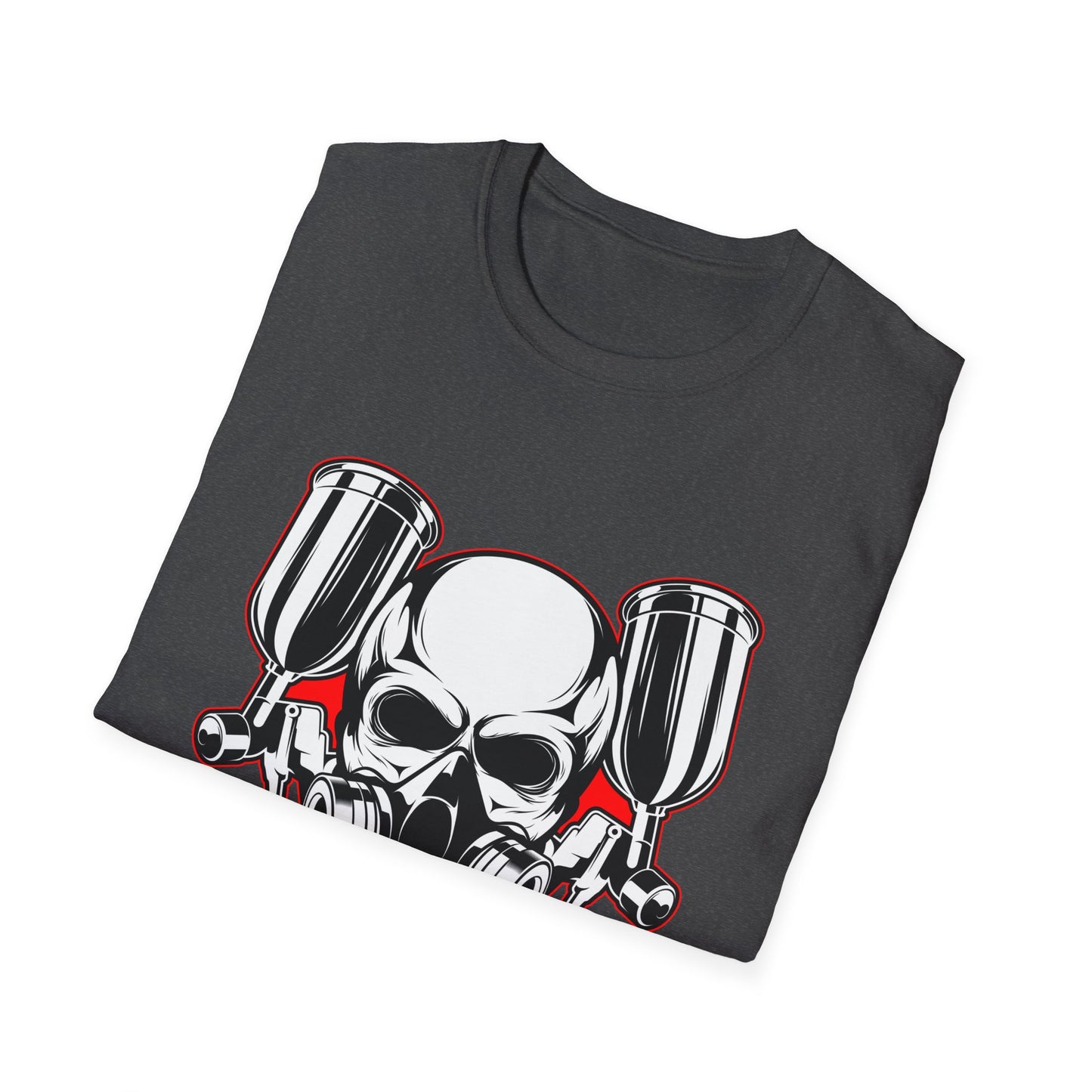 Bold Skull Gas Mask Spray Paint T-Shirt | Ultimate Airbrush Artist & Car Mechanic Gear Tee
