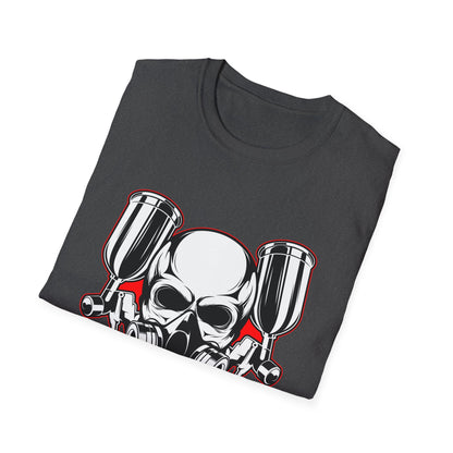 Bold Skull Gas Mask Spray Paint T-Shirt | Ultimate Airbrush Artist & Car Mechanic Gear Tee